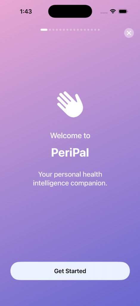PeriPal Welcome Screen