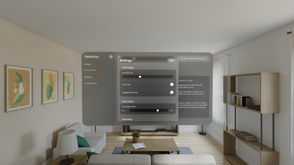 TeleVisionPrompter Settings