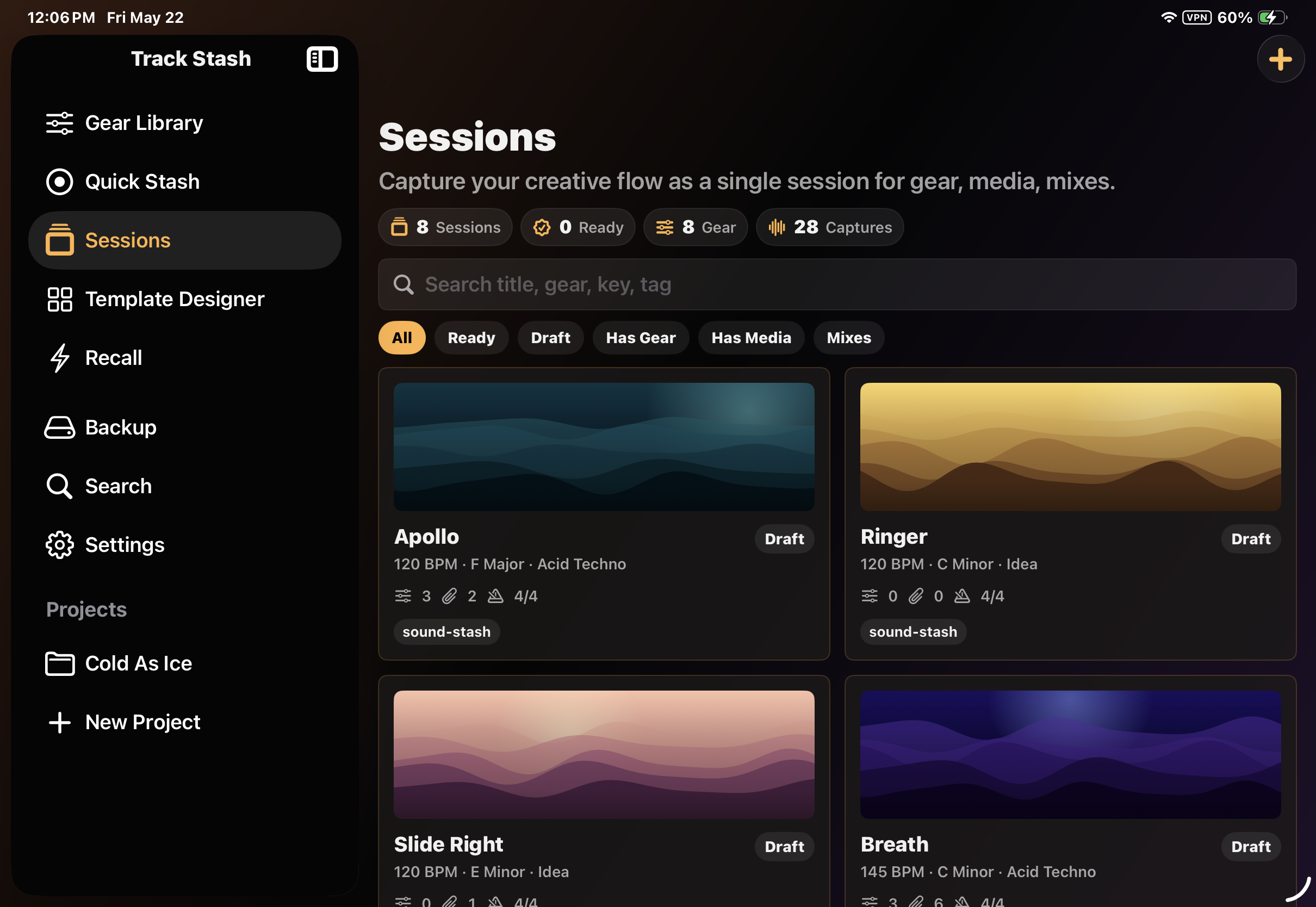 Track Stash Session Library