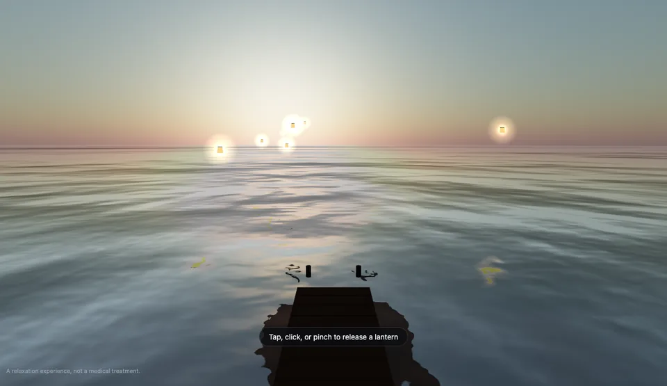 Lantern Lake: glowing lanterns drifting over golden water at dusk